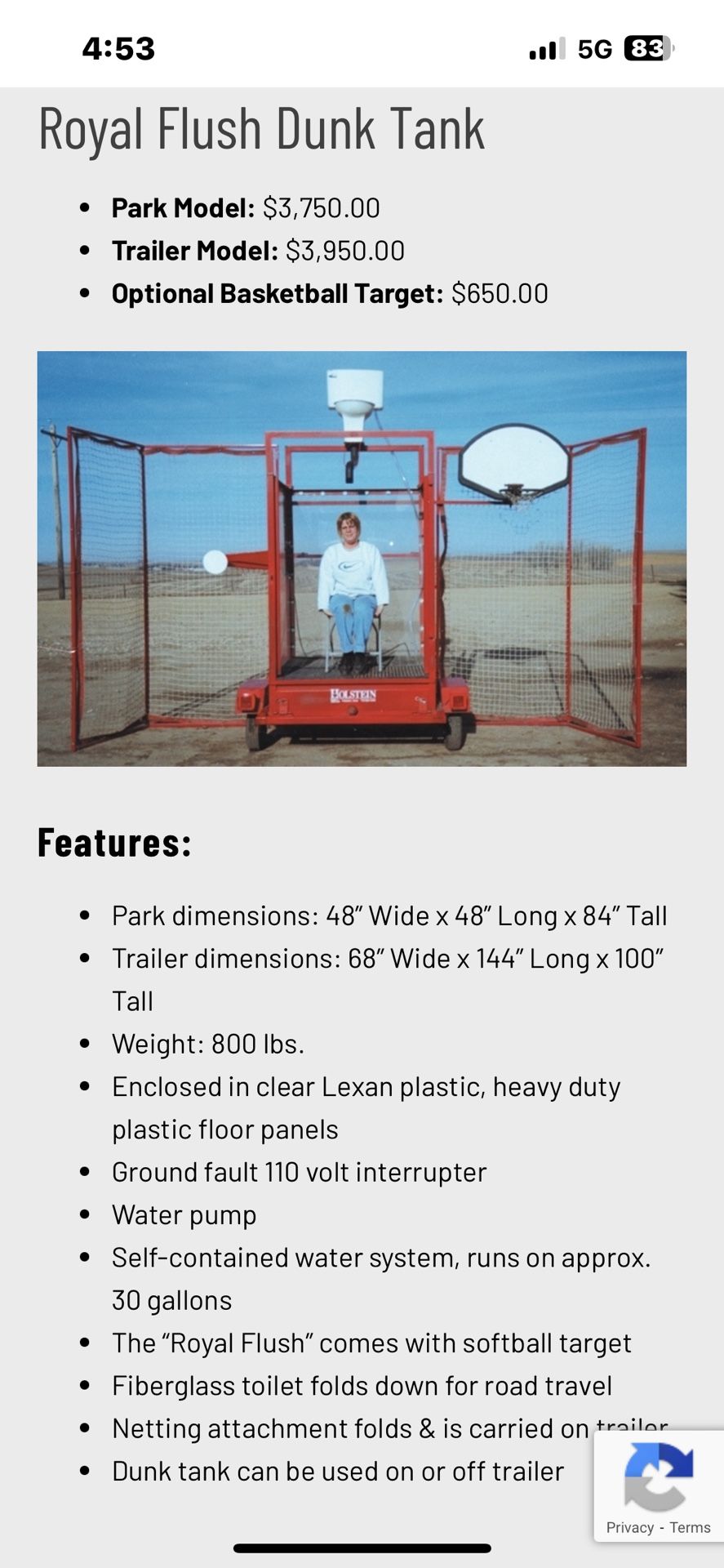 Royal Flush Dunk Tank Amusements, Parties, Events