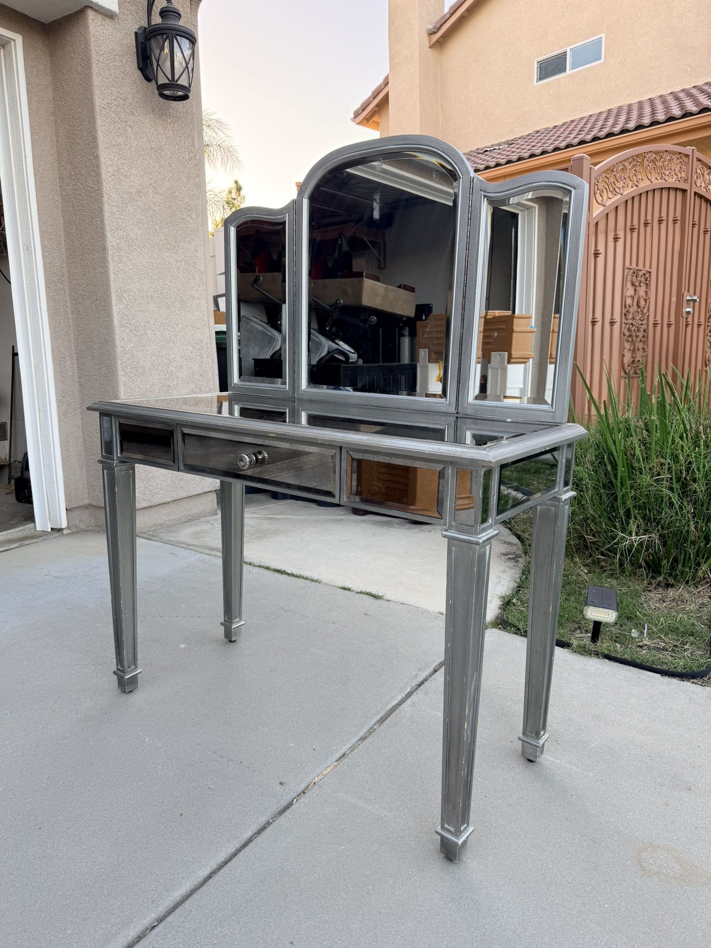 Pier One Silver Hayworth Vanity And Mirror
