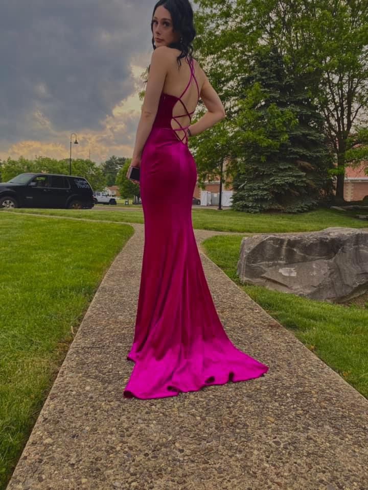 Pink Velvet Prom Dress