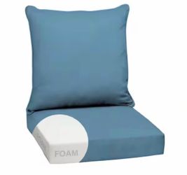24 in. x 24 in. Outdoor Chair Cushion in French Blue Texture