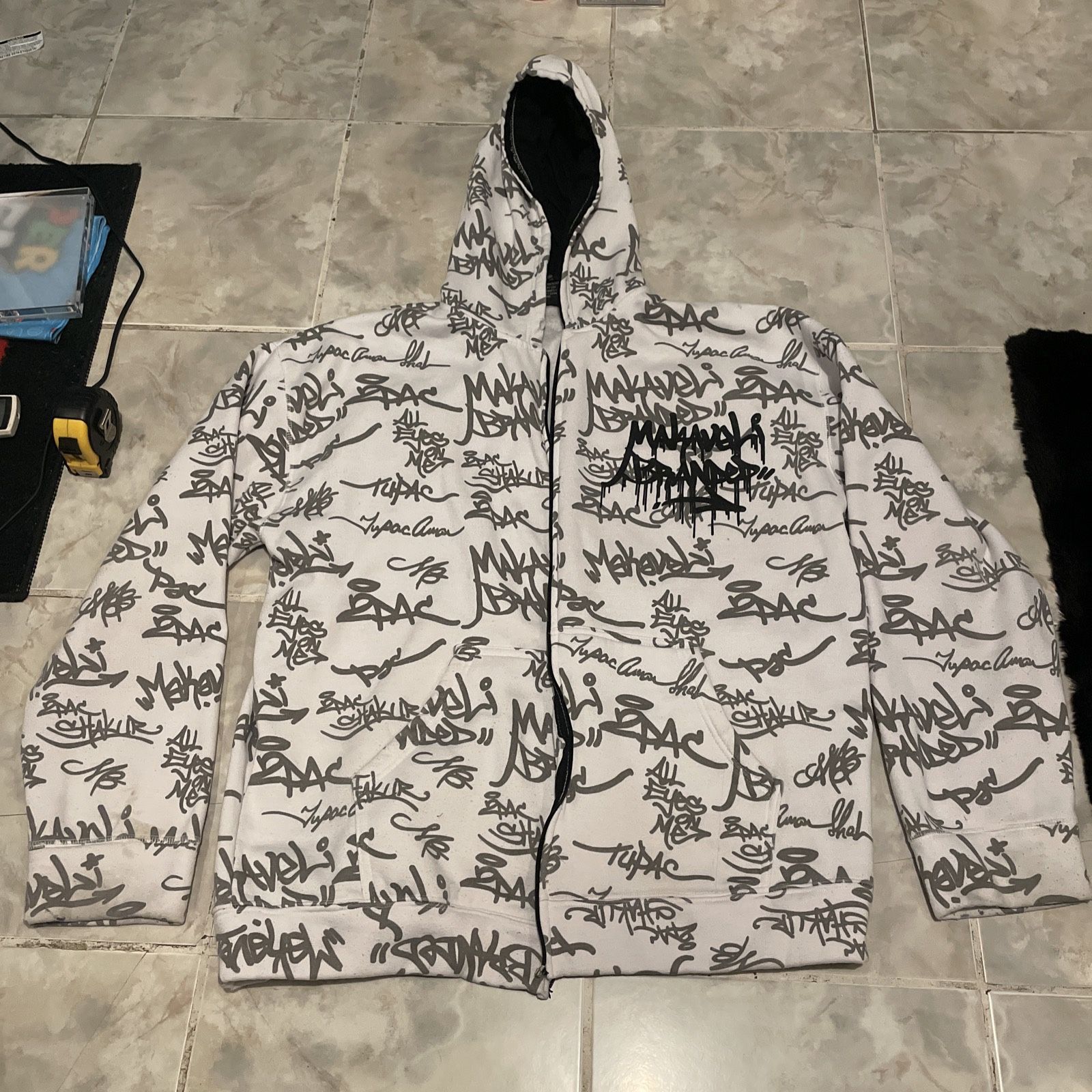 Vintage Makaveli Tupac Shakur AOP All Eyes On Me Sweater(EXTREMELY RARE)SZ XXL