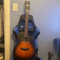 Dangelico 12 String Acoustic/eletric Guitar With Built In Tuner And  Strap 