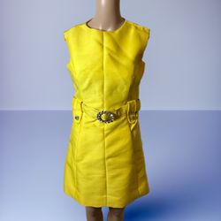 Jeremy Designed by Alan Phillips Women's Yellow Sleeveless Dress With Stone Belt