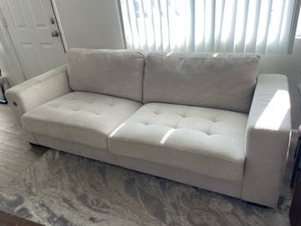 Light Gray Tufted Fabric Sofa