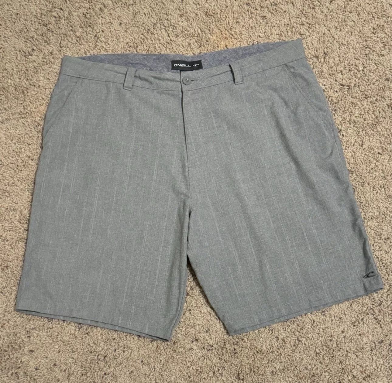 O’Neill Chino Walk Shorts Mens 40 Gray Regular Fit Flat Front