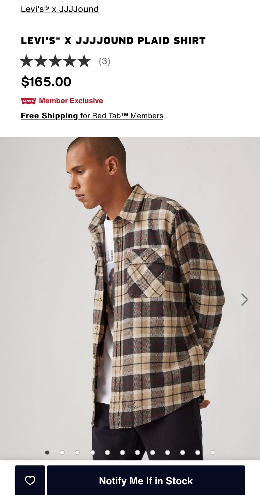 LEVI'S JJJJOUND PLAID SHIRT 