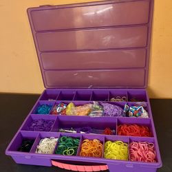 Rainbow Loom Case & Accessories Includes Lots Of Rubber Bands & Tools Bracelets