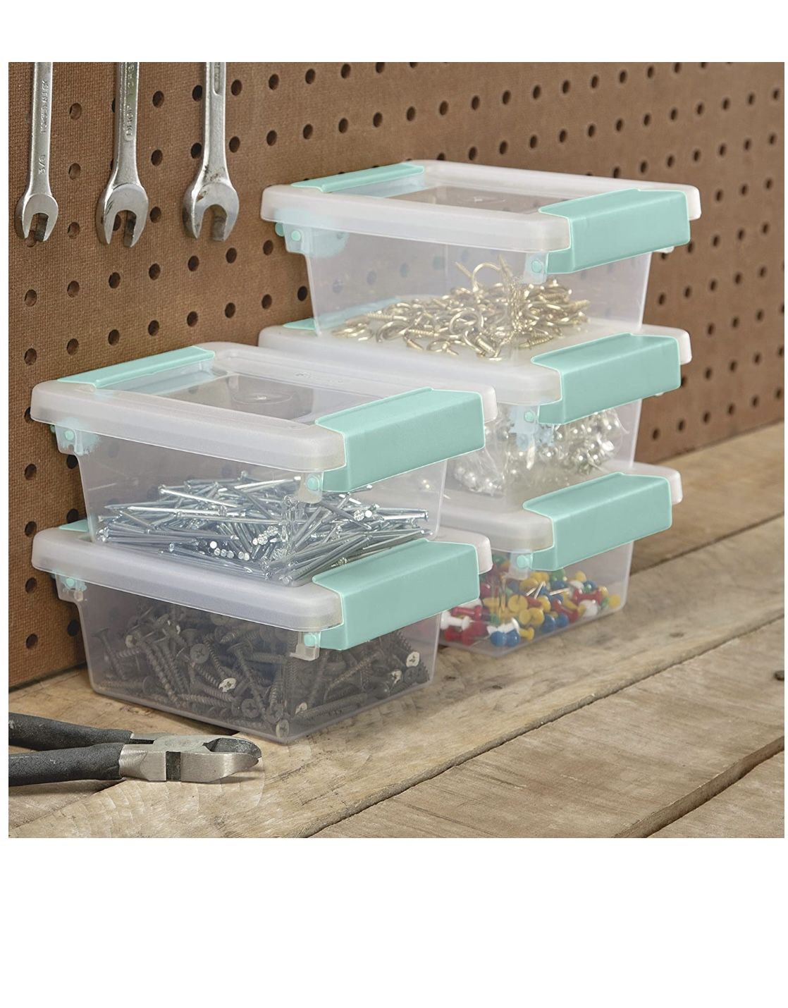 Sterilite Small Clip Box Clear Up Storage Tote Container with Latching Lid (6 Pack)