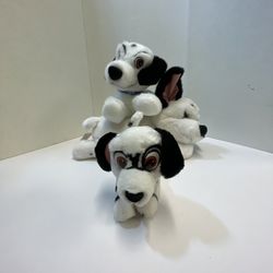 Lot Of 3 Vintage 90s Disney 101 Dalmatians Dog Plush - Wizzer Jewel Girl Lucky