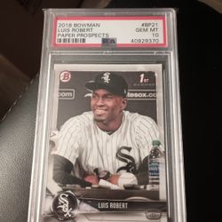 PSA 10 Gem Mint 2018 Bowman Luis Robert Chicago White Sox Rookie Card 