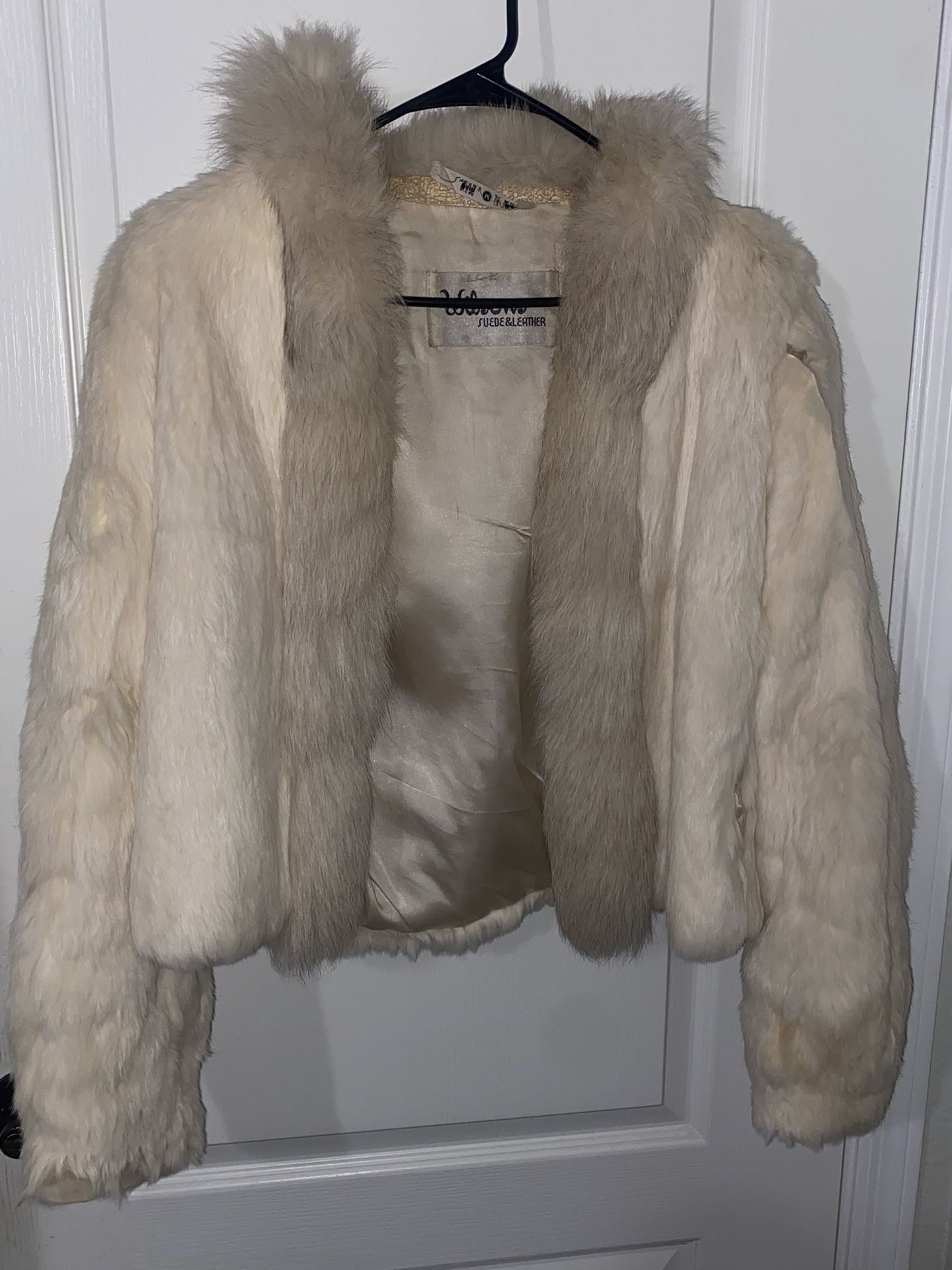 Vintage Real Rabbit Fur And Fox Fur Collar Coat
