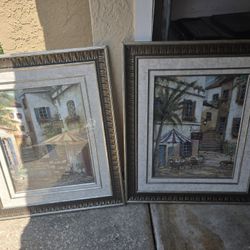 Art Decor Set of 2 Pictures Framed with Glass 