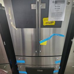 36 in 23.2 cu.ft.Counter-Depth Fingerprint Resistant 4-Doon French- Door Refrigerator w/ Dual-Dispense AutoFill Pitcher