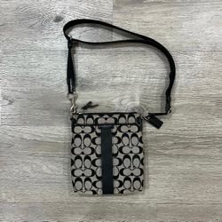 Coach Jacquard Canvas Crossbody Messenger Bag (Black)