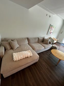 Living Spaces Grand Down Sectional Sofa 139" w/ Chaise