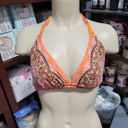 Profile Blush Women's Orange/Pink Bikini Top Sz S Cup DD/E