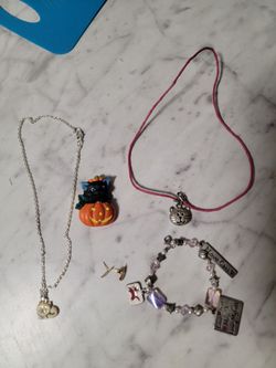 Cute Cat Lover's Jewelry & Halloween Pin Bundle