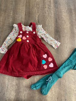 Girls heart dress shirt and tights size 3t by Blueberi Boulevard #16