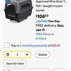 Better Than Brand New!  SportPet Designs Plastic Kennels Rolling Plastic Wire Door Travel Dog Crate - Medium, Gray (CM-2001-CS01)