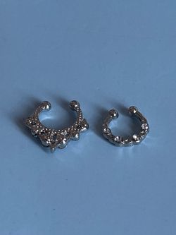 Silver Rhinestone Fake Septum Rings Set of 2