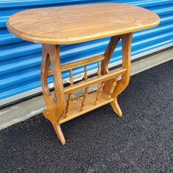 SOLID WOOD SIDE TABLE MAGAZINE BOOK RACK 