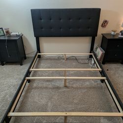 Full Bed Frame Upholstered Gray