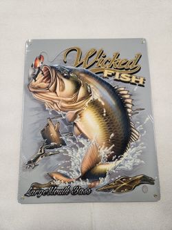 Largemouth Large Mouth Bass Fish Fishjng Steel Metal Sign 