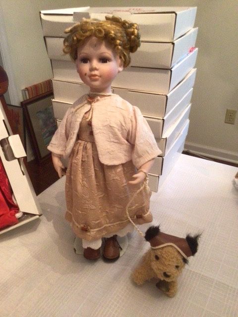 Antique Shirley Temple Doll with Dog and Ten Outfits