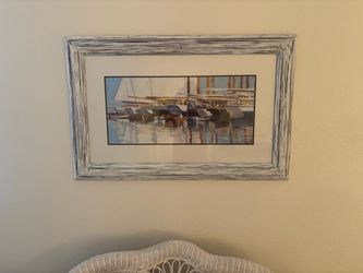 Framed Sailboat Harbor Art Print