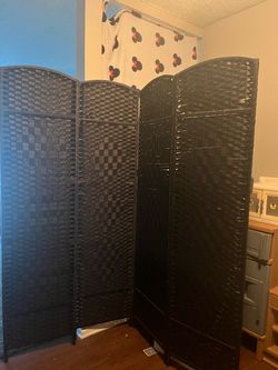 Black woven room dividers