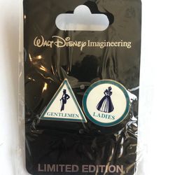 Disney Pin WDI DL Restroom Sign 2-Pin Set Main Street/New Orleans Square LE 300