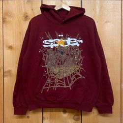 Sp5der Logo Hoodie Maroon