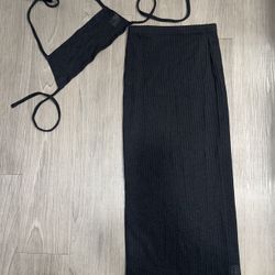Long Pencil Skirt With Strapped Tube Top Set