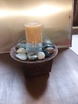 Indoor water fountain and candle
