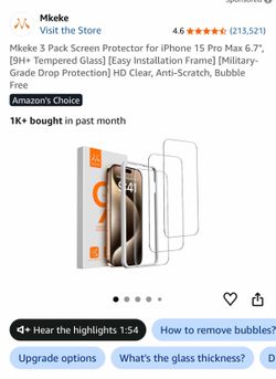 3 Pack Screen Protector for iPhone 15 Pro by Mkeke