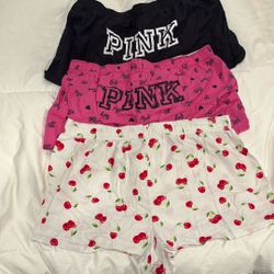 Pink Victoria’s Secret Pink Logo Lounge Shorts. Women’s Size L $20. For All Three. 