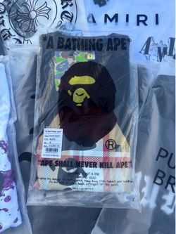 Bape black Burberry shirt size small, brand new.