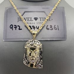 10k Gold Jesus Piece With Rope Chain. Package Deal 
