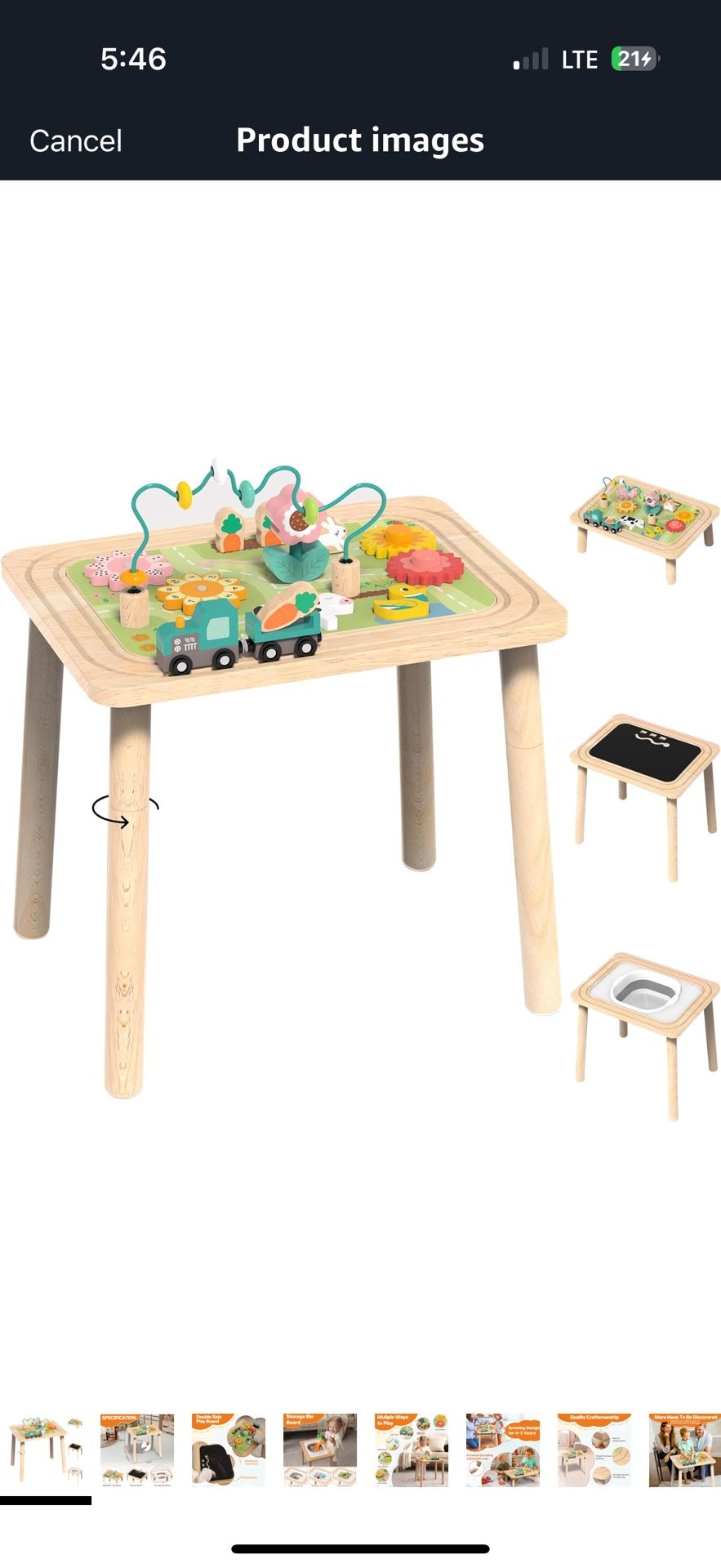 Activity Table for Kids 6-36 Months, 9 in 1 Wooden Montessori Toys with Bead Maze Shape Sorter Train Toy, Baby Sensory Table Toddler Toys 1st Birthday