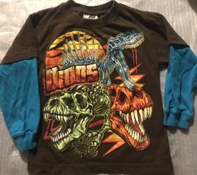 Boys Brown Dinosaurs Shirt S4