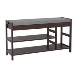 7 Pair Shoes Storage Bench In Brown Bamboo