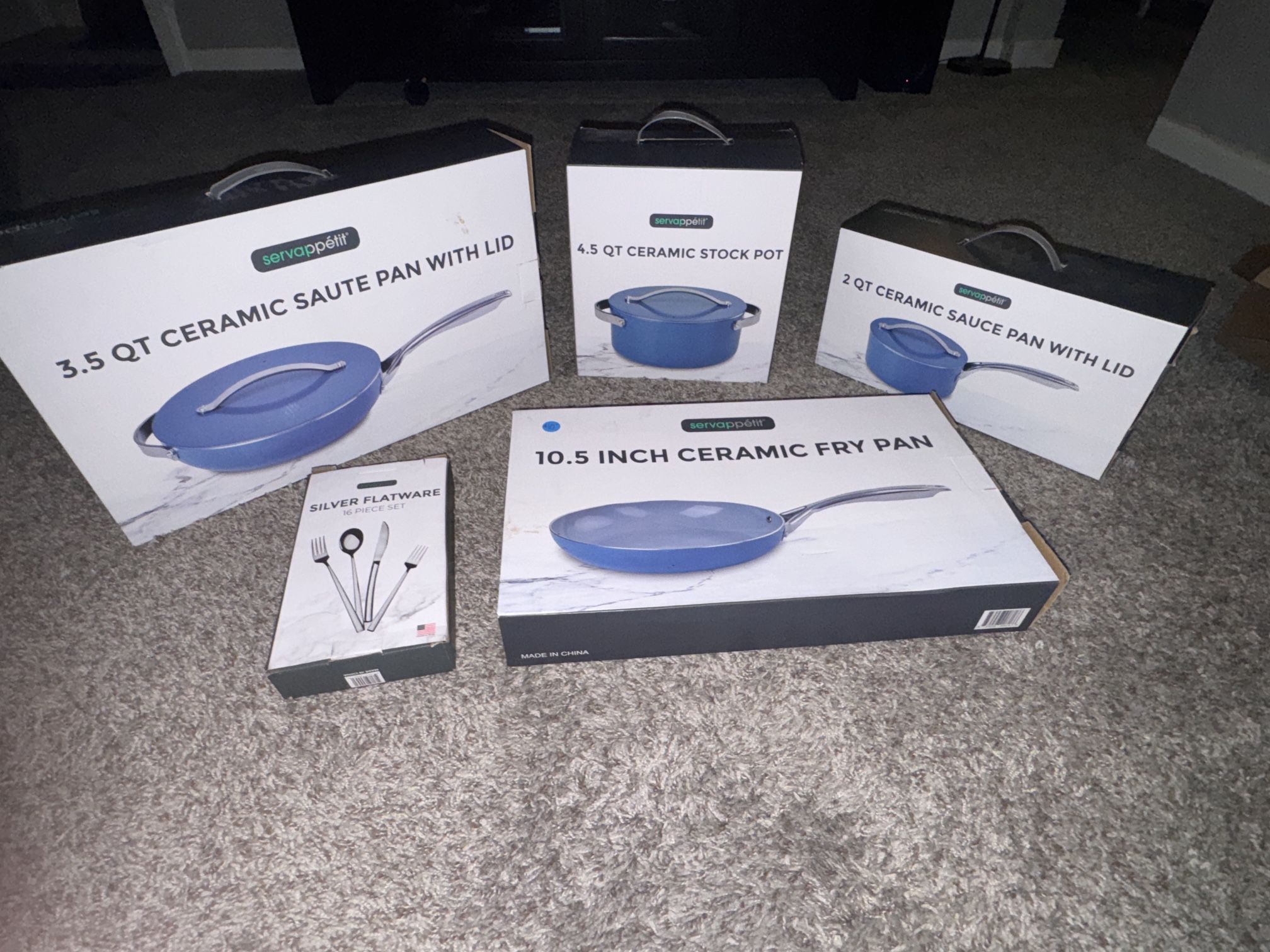 Ceramic Pans and Silverware - New