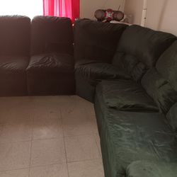 6 seat Sectional recliner sofa forest green