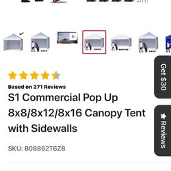 Pop Up Canopy Tent W / Sides Commercial Grade BRAND NEW