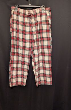 GAP Woman's Red White Plaid Drawstring Lounge Pants Size XXL