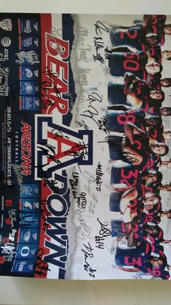 UA Football team signed poster with Tate's Autograph!