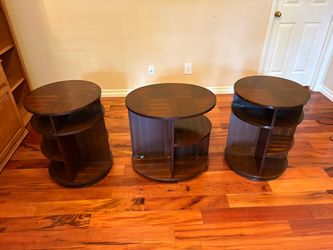 Set of 3 Cherry-Finish Two-Drawer Sofa & Side Tables