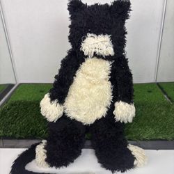 Jellycat Plush Bunglie Cat Black White Tuxedo Kitty Long Tail Stuffed Toy 16"