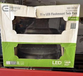 11 in. 100-Watt Equivalent Oil-Rubbed Bronze Integrated LED Flush Mount with Frosted Glass Shade (2-Pack)