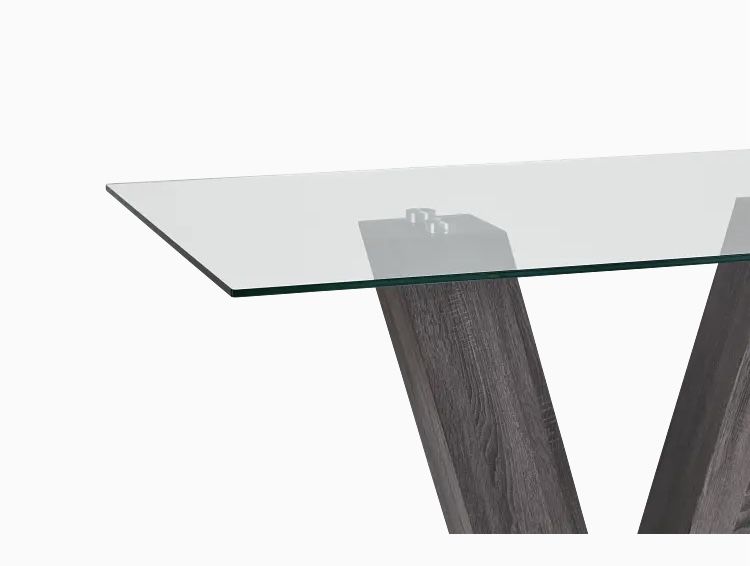 Rectangle Glass/Wood Dining Table
